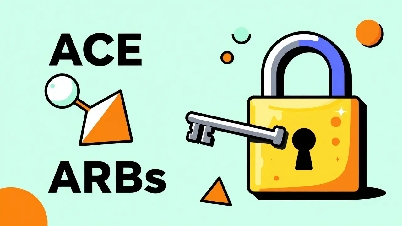 Abstract representation of enzyme blocking and a lock-and-key mechanism in Memphis style.