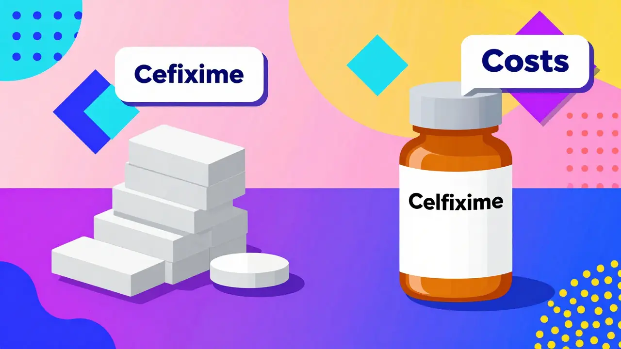 Illustration comparing antibiotic tablets and liquid suspension costs