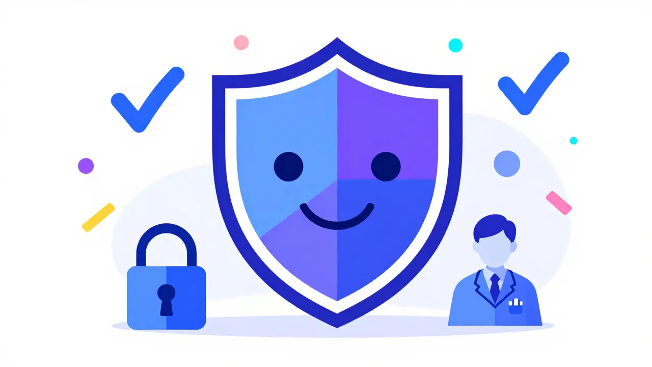 Shield icon representing safe and verified online pharmacy services