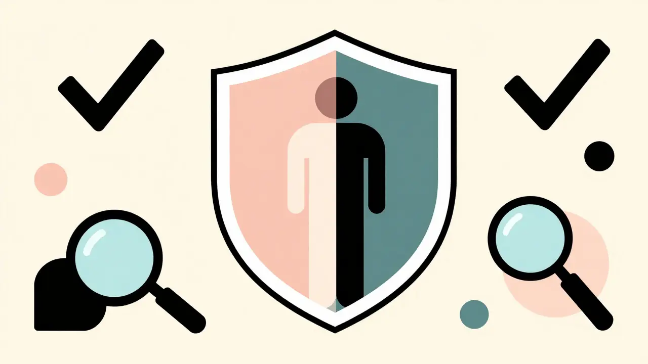 Graphic art of geometric shield protecting patient symbolizing med safety
