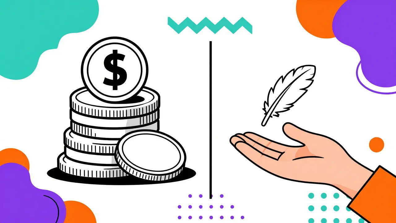 Abstract comparison of expensive vs cheap meds in Memphis style