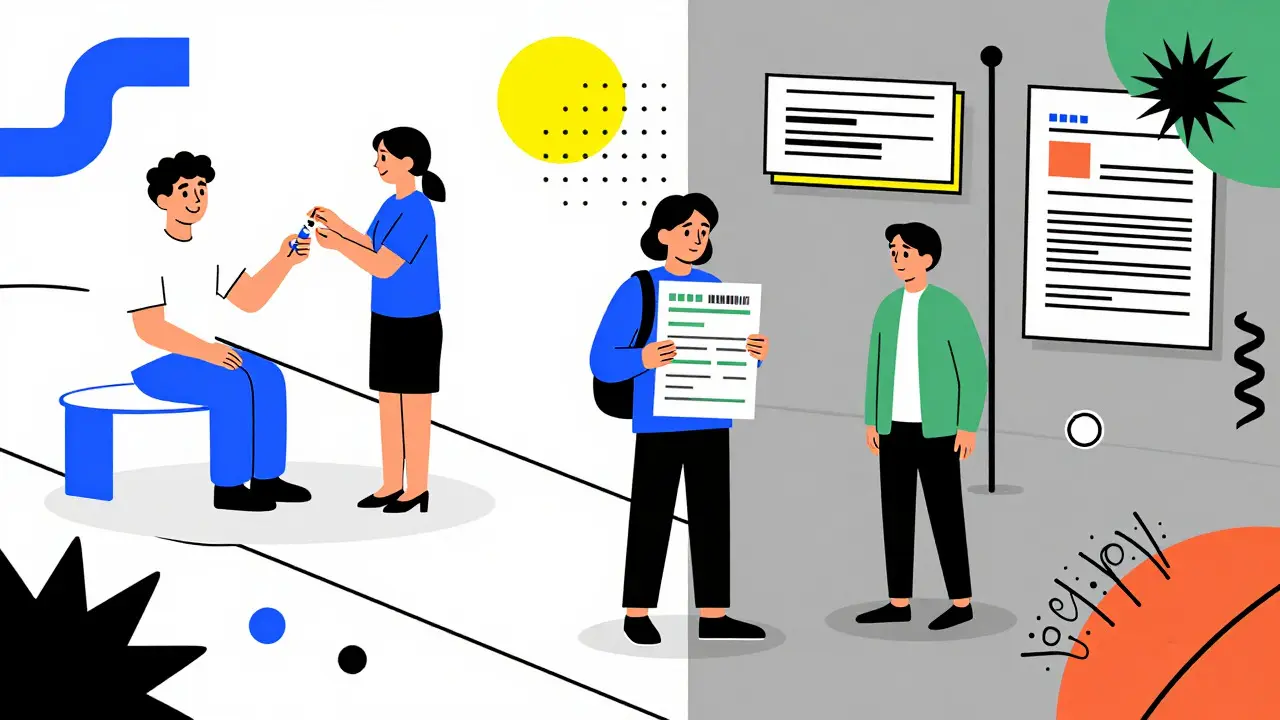 Illustration contrasting smooth digital care with bureaucratic barriers